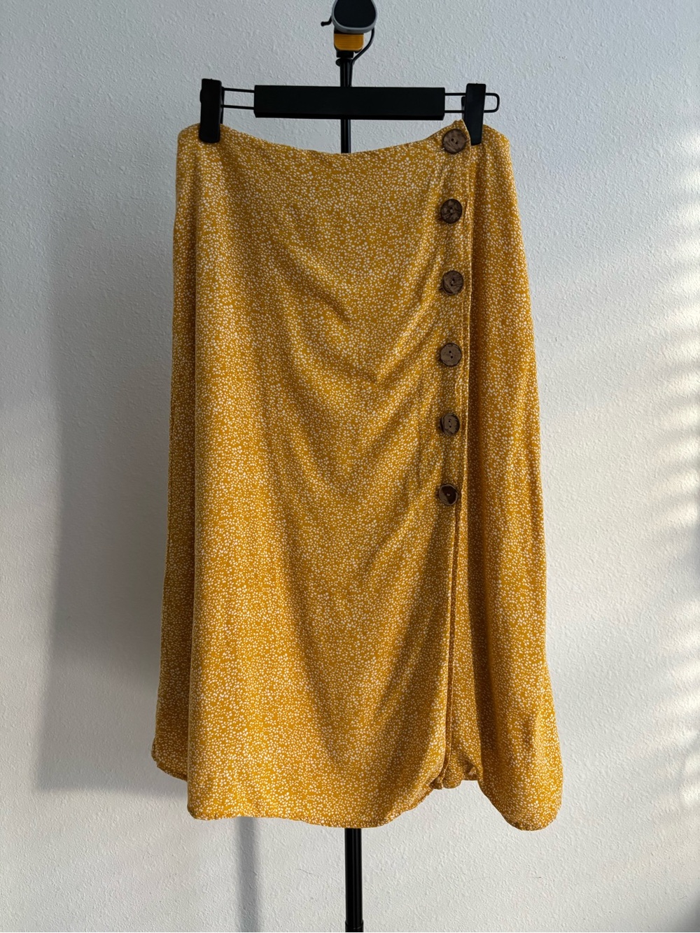Cotton Candy LA Mustard Yellow Ditsy Floral Button-Front Skirt Size M - Picture 8 of 8
